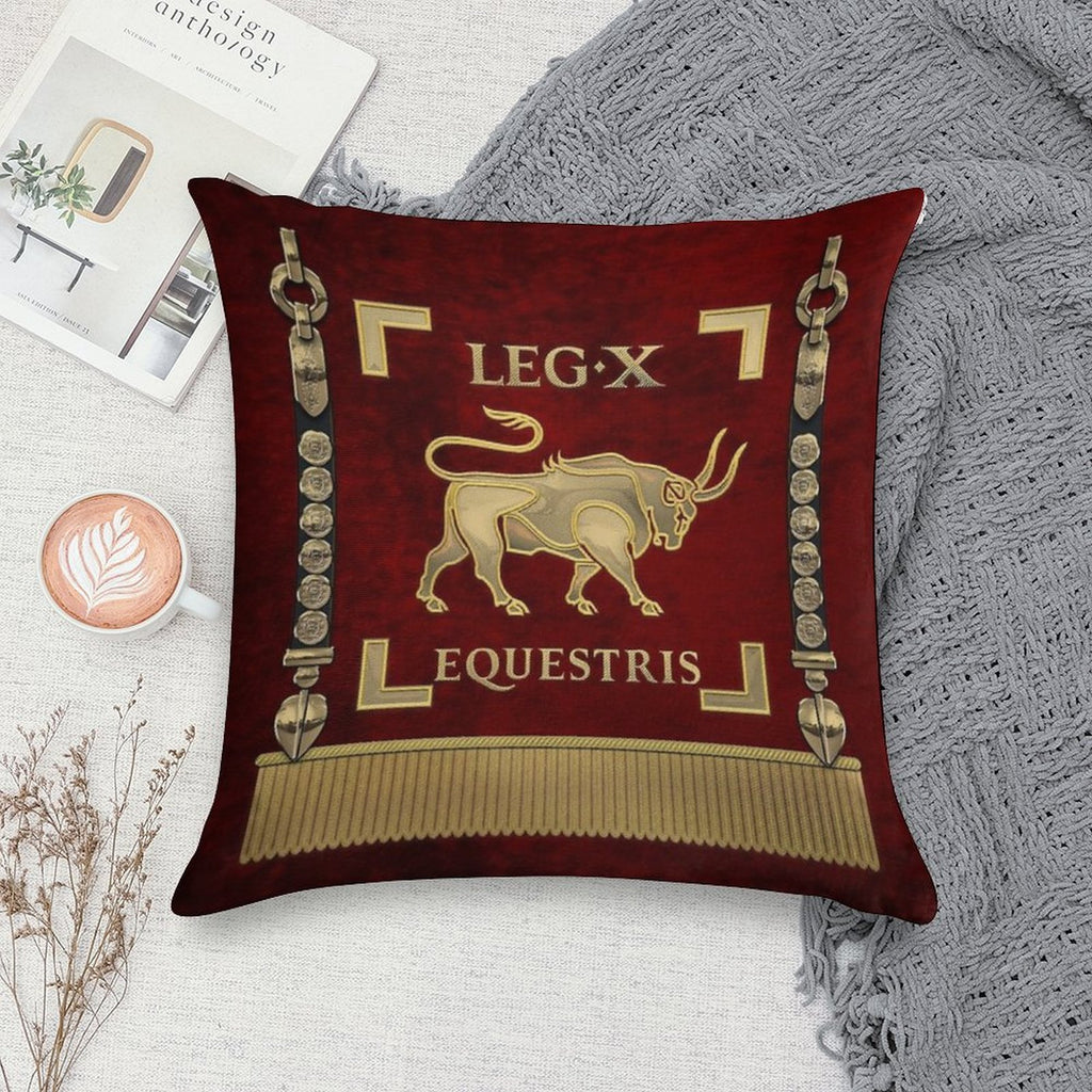 Standard of The 10th Mounted Legion - Vexillum of Legio X Equestris Soft Easy Maintenance Throw Pillow