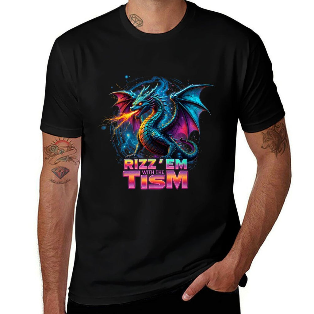Rizz Em With The Tism Autistic Humor Autism Meme Dragon  Breathable T-Shirt