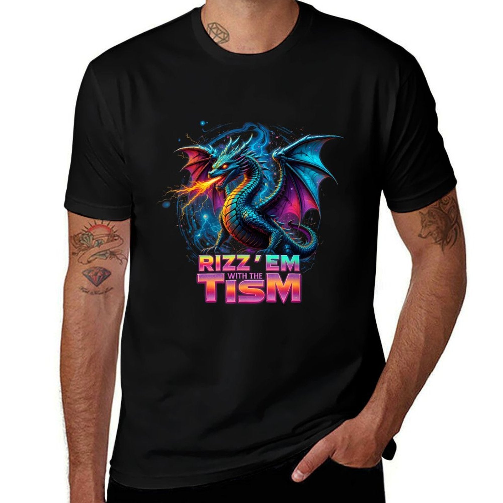 Rizz Em With The Tism Autistic Humor Autism Meme Dragon  Breathable T-Shirt