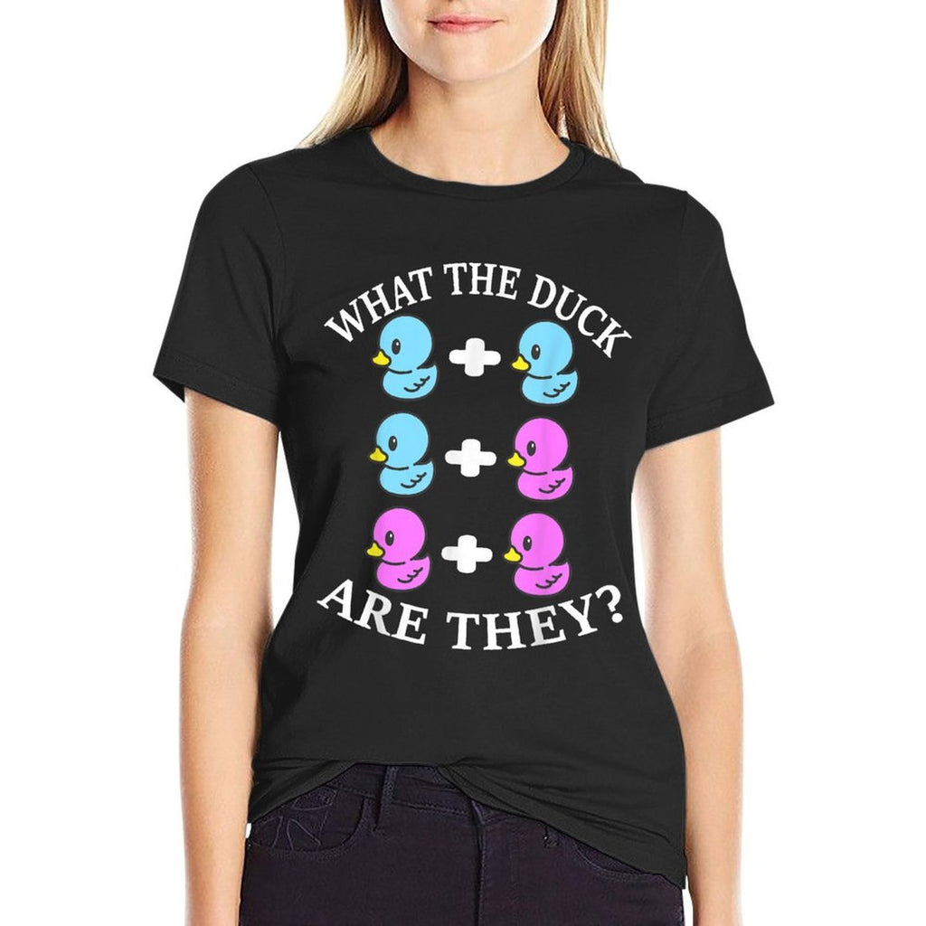 Funny Twins Gender Reveal - What The Duck Are They  Fade-proof Color T-Shirt