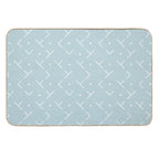 Baby Blue And White Geometrical Pattern with Gentle Forms. Calm Light Blue Trending Pattern in Minimalistic Style.  High-Traffic Bath Mat