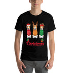 Basenji Dogs in Sweaters Santa Reindeer Elf Merry Christmas  Trendy Pattern T-Shirt