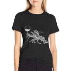 Lobster Wine Drinking Funny Beach Cruise Vacation Gift  High-quality Stitching T-Shirt