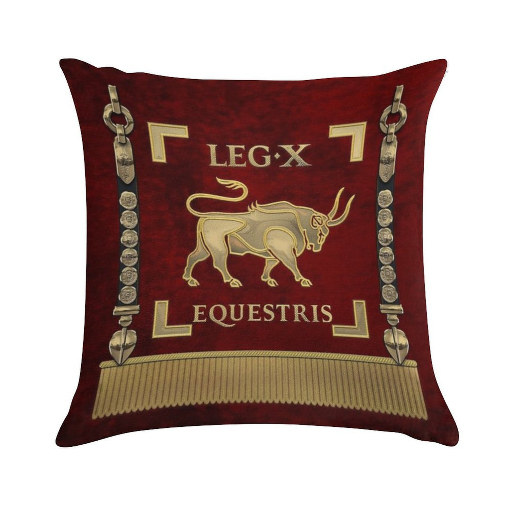 Standard of The 10th Mounted Legion - Vexillum of Legio X Equestris Soft Easy Maintenance Throw Pillow