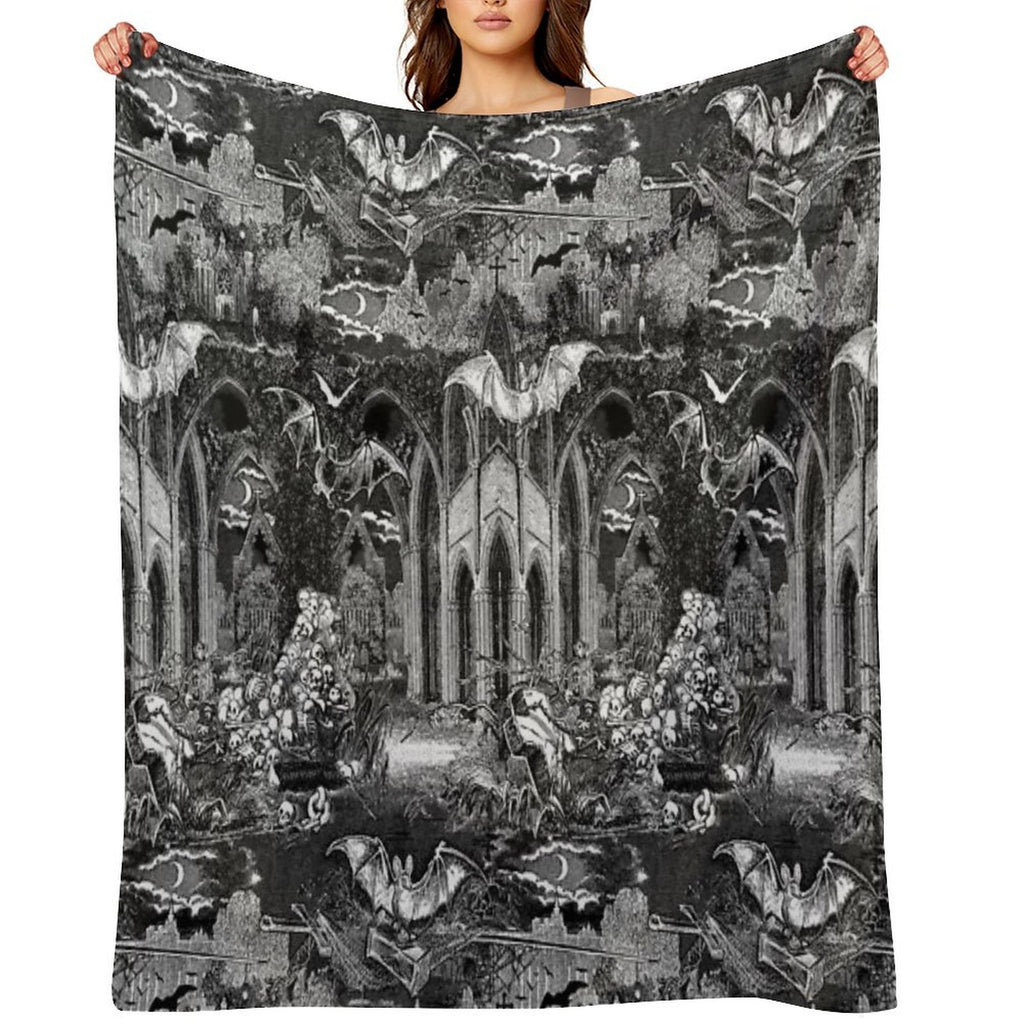 Dark Gothic Vampires Crypt Graves Bats Skulls Pattern by Moose Disco Lightweight Throw Blanket