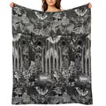 Dark Gothic Vampires Crypt Graves Bats Skulls Pattern by Moose Disco Lightweight Throw Blanket
