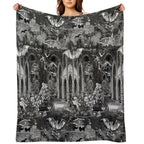 Dark Gothic Vampires Crypt Graves Bats Skulls Pattern by Moose Disco Lightweight Throw Blanket