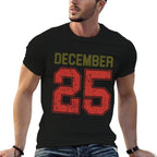 Vintage December 25 Retro Christmas Distressed Holiday  Stretchy T-Shirt
