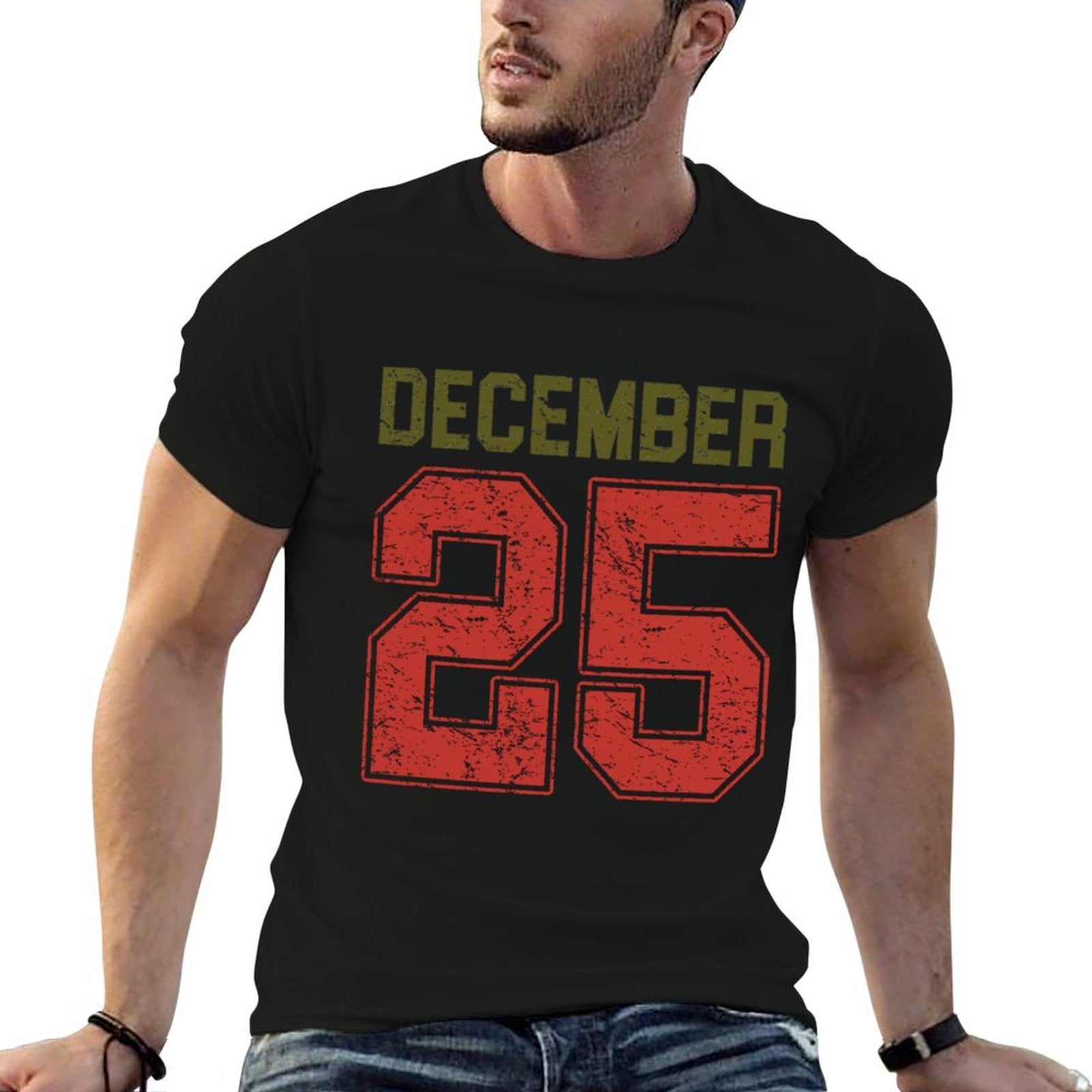 Vintage December 25 Retro Christmas Distressed Holiday  Stretchy T-Shirt