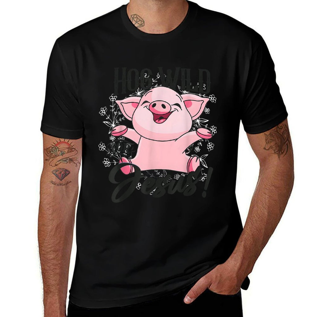Hog Pink Funny Wild For Jesus Meme Cute Christian  Durable T-Shirt