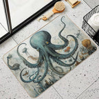 Surreal Vintage Fantasy Steampunk Octopus  Anti-Trip Bath Mat