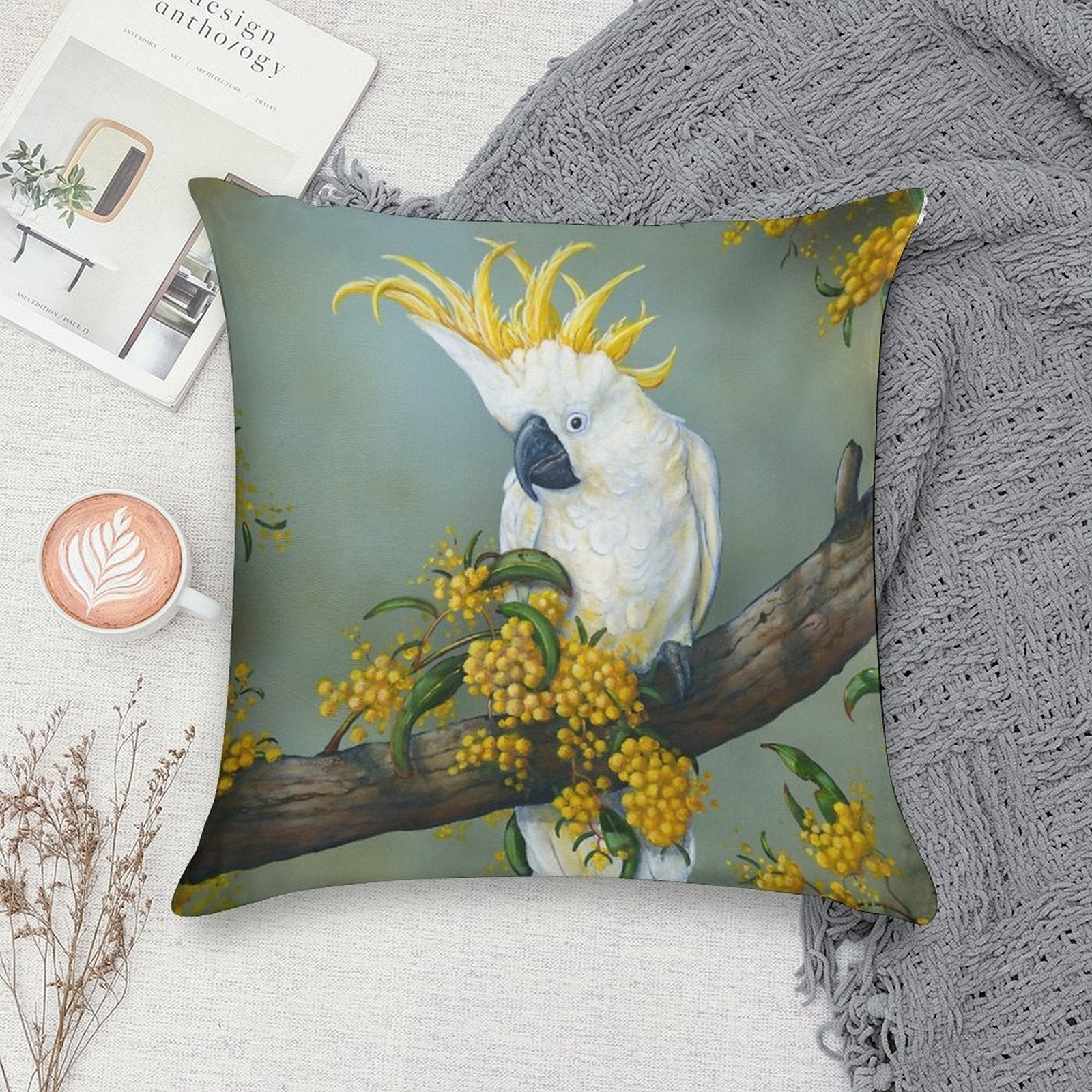 White Cockatoo Soft Ultra-Soft Texture Throw Pillow