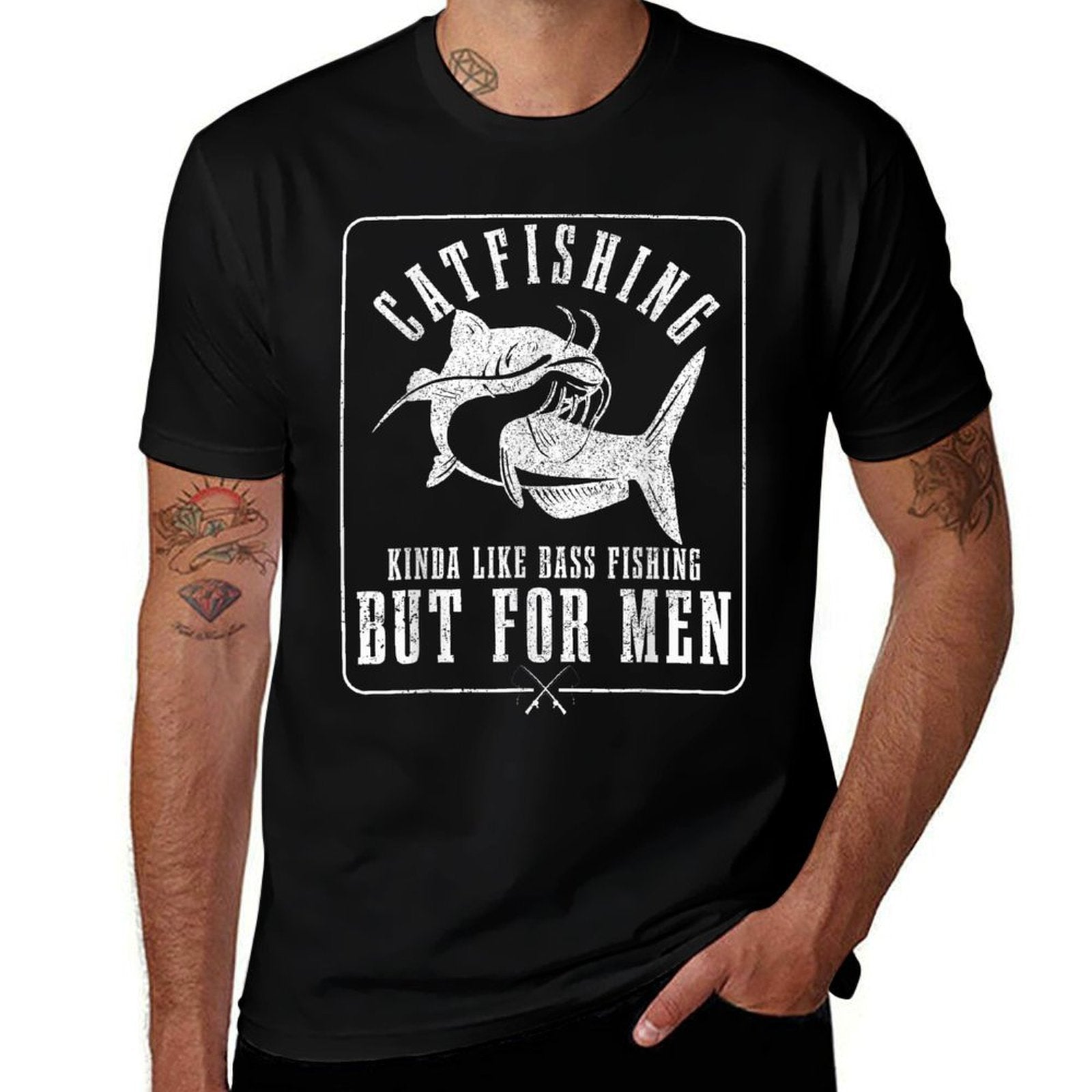 Catfishing Kinda Like Bass Fishing But For Men Funny Catfish  Fade-proof Color T-Shirt