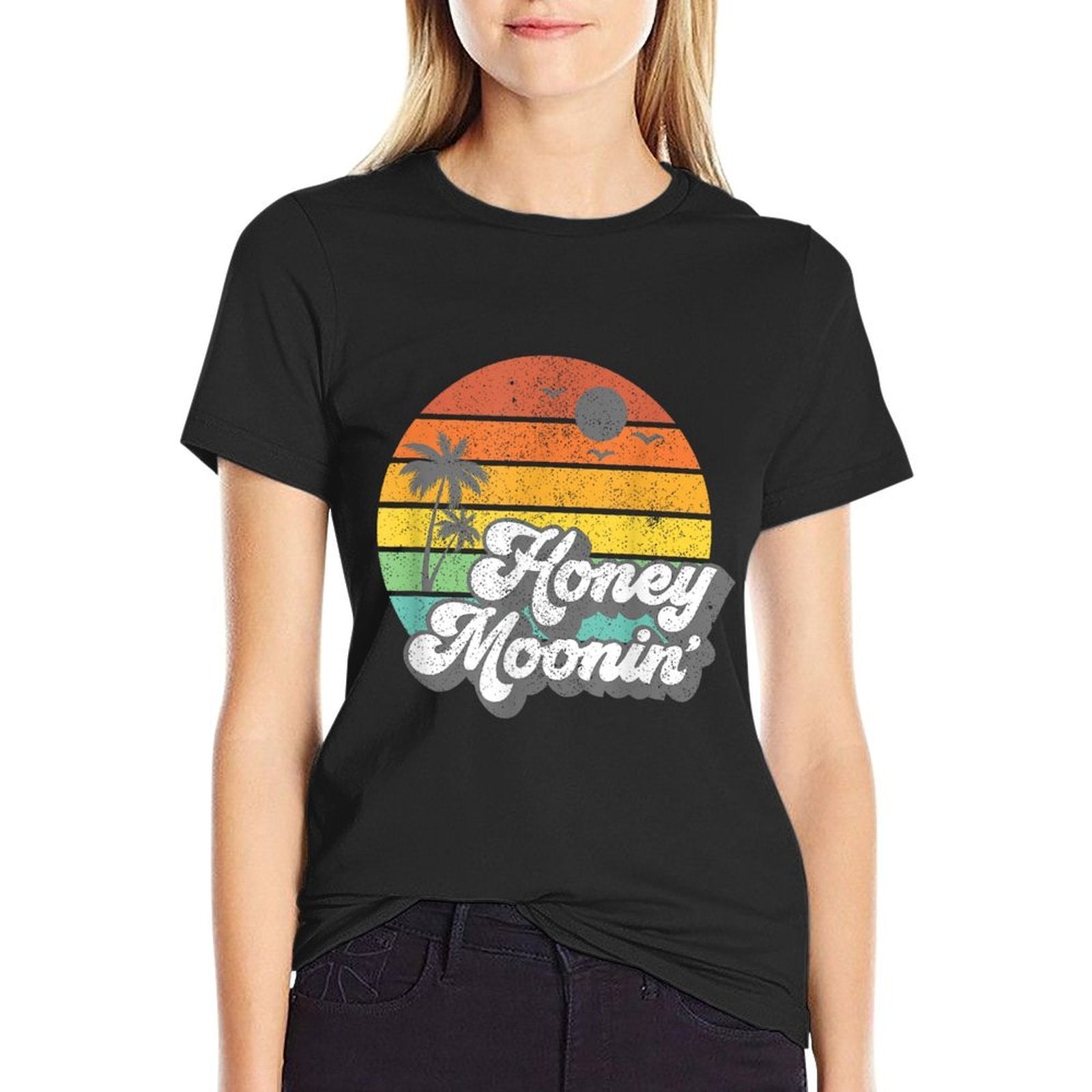 Honey Moonin Beach Honeymoon Vacation Men Women Couples Gift  Eco-friendly Material T-Shirt