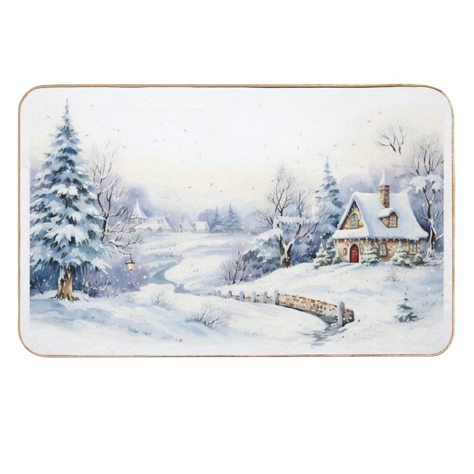 Christmas Snowy Landscape Art  Multi-Purpose Bath Mat