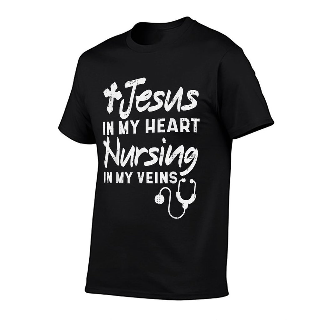 Jesus Heart Nursing Veins Nurse RN God Faith Christian Gift  Moisture-wicking T-Shirt