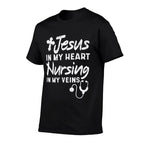 Jesus Heart Nursing Veins Nurse RN God Faith Christian Gift  Moisture-wicking T-Shirt