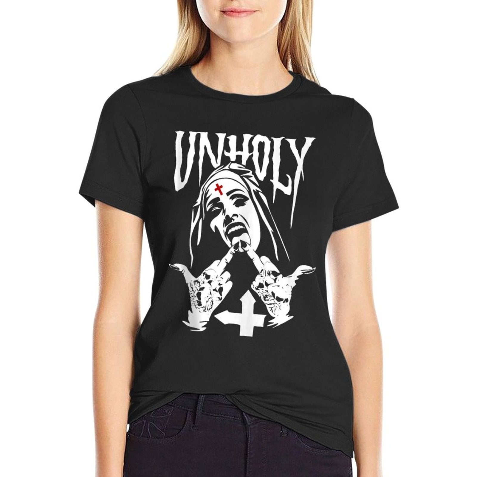 Satanic Nun Tattoos Unholy Satanism Gift  Graphic-printed T-Shirt