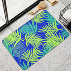 Tropical Pattern  Blue & Green Palm Leaf  Versatile Bath Mat