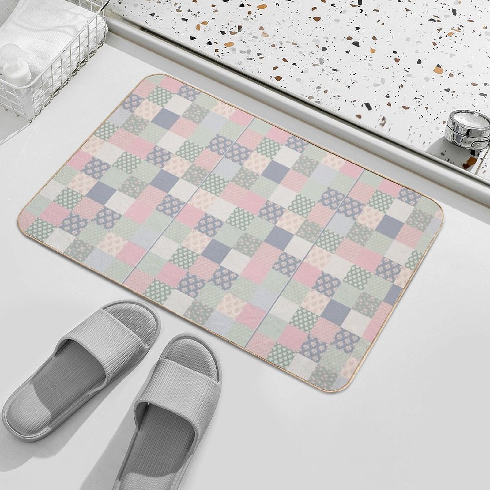 Coquette Floral Patchwork  Slip-Resistant Bath Mat