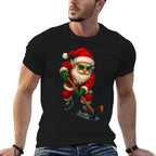 Santa Ice Hockey Player Christmas Xmas Boys Men Boys Funny  Relaxed-fit T-Shirt