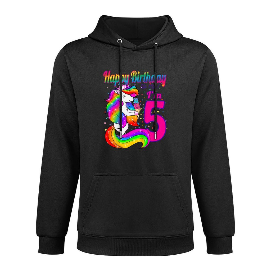 Kids Happy Birthday to Me I'm 5 Years Old Unicorn Party Theme Breathable Fabric Hoodie