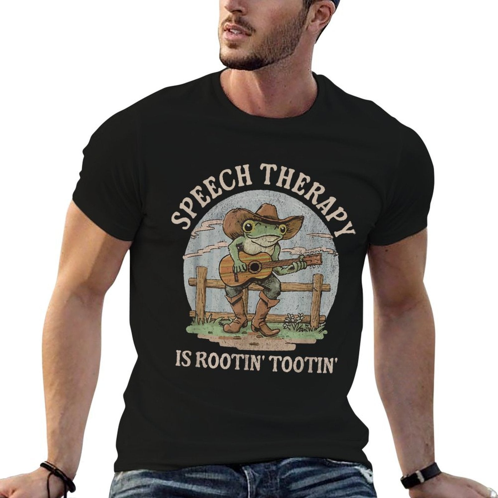 Speech Therapy Is Rootin Tootin Cute Western Frog SLP  Eco-friendly Material T-Shirt
