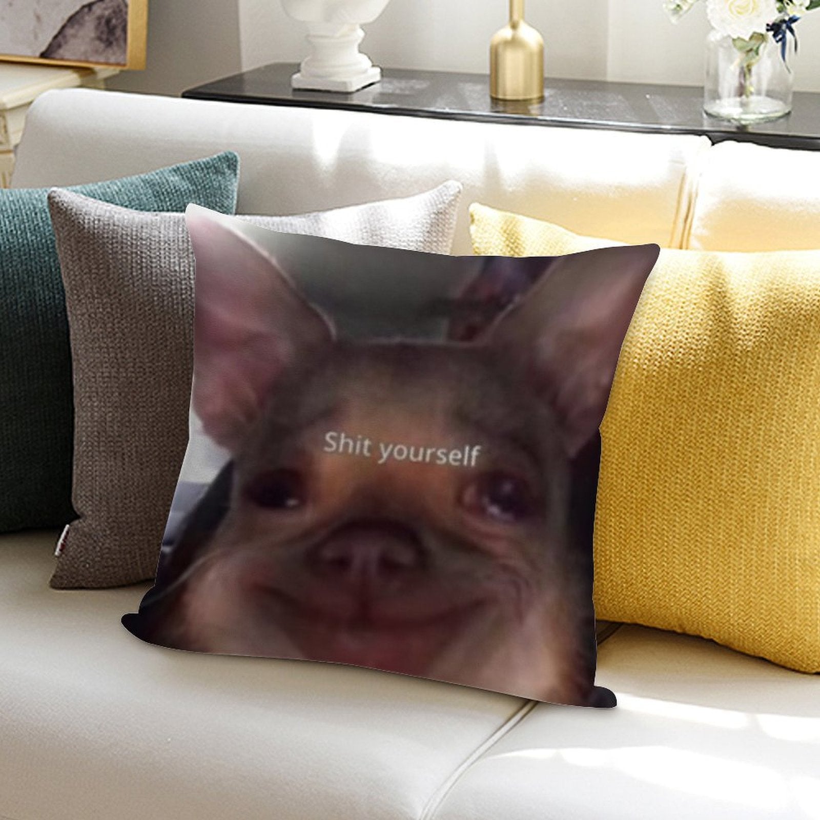 Shit Yourself Dog Meme Soft Style Accent Throw Pillow