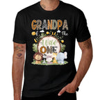 Grandpa Of The Wild One 1St Birthday Kids Safari Woodland  Polyester Blend T-Shirt