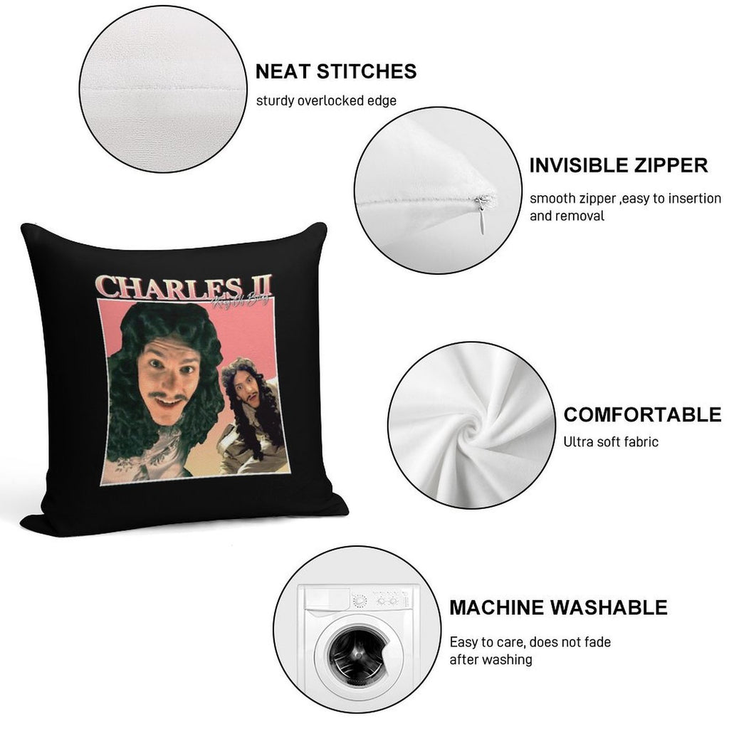Charles II VintageRetro Design Soft Skin-Friendly Throw Pillow