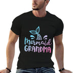 Mermaid Grandma Funny Grandmother Family Matching Birthday  Wrinkle-resistant T-Shirt
