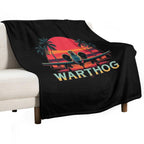 A-10 Warthog – Retro Jet Fighter Sunset Art Eco-conscious Throw Blanket