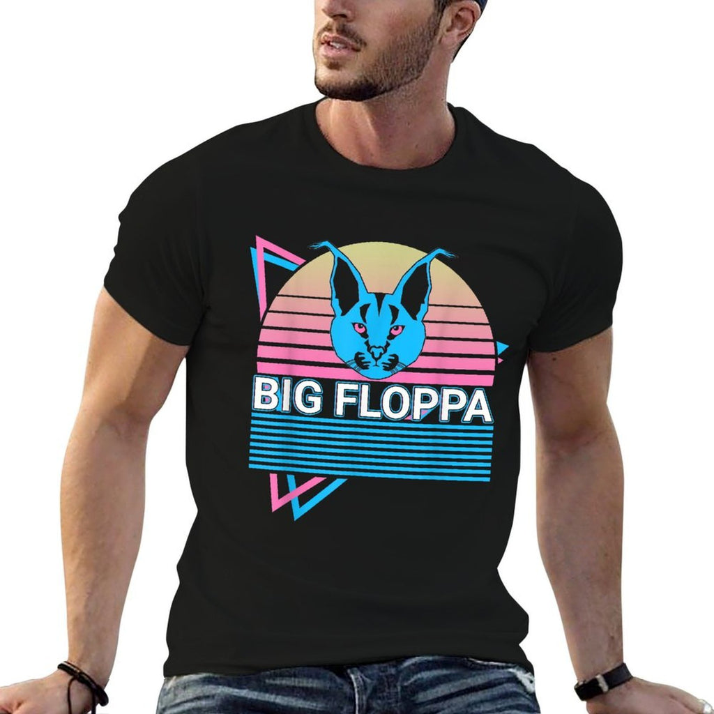 Big Floppa Caracal Cat Meme Retro Men Women Girls Kids  Breathable T-Shirt