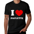 I Love Paulette I Heart Paulette Funny Paulette  Ribbed Collar T-Shirt