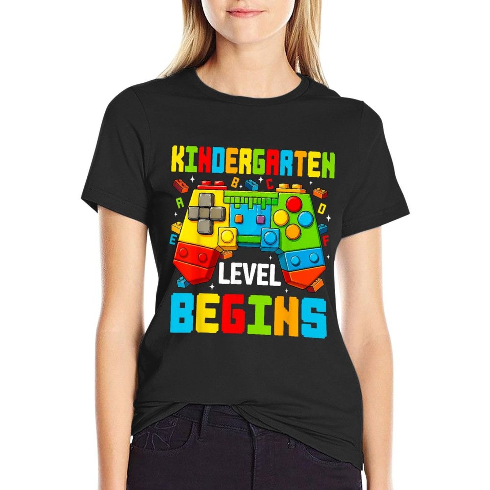 Master Builder Blocks Gaming Kindergarten Level Begins  Fade-proof Color T-Shirt