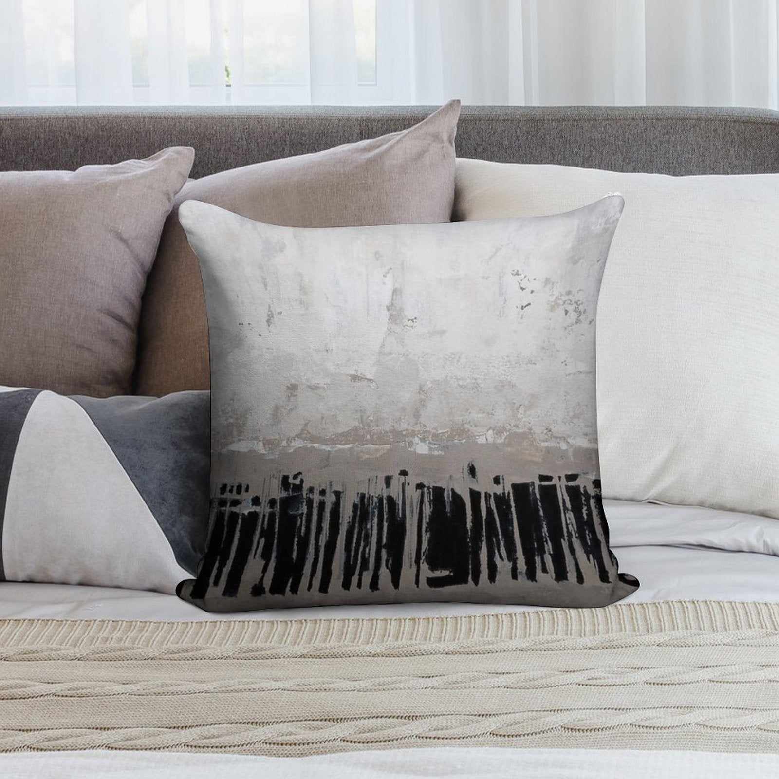 Beige Abstract Soft Home Decor Throw Pillow