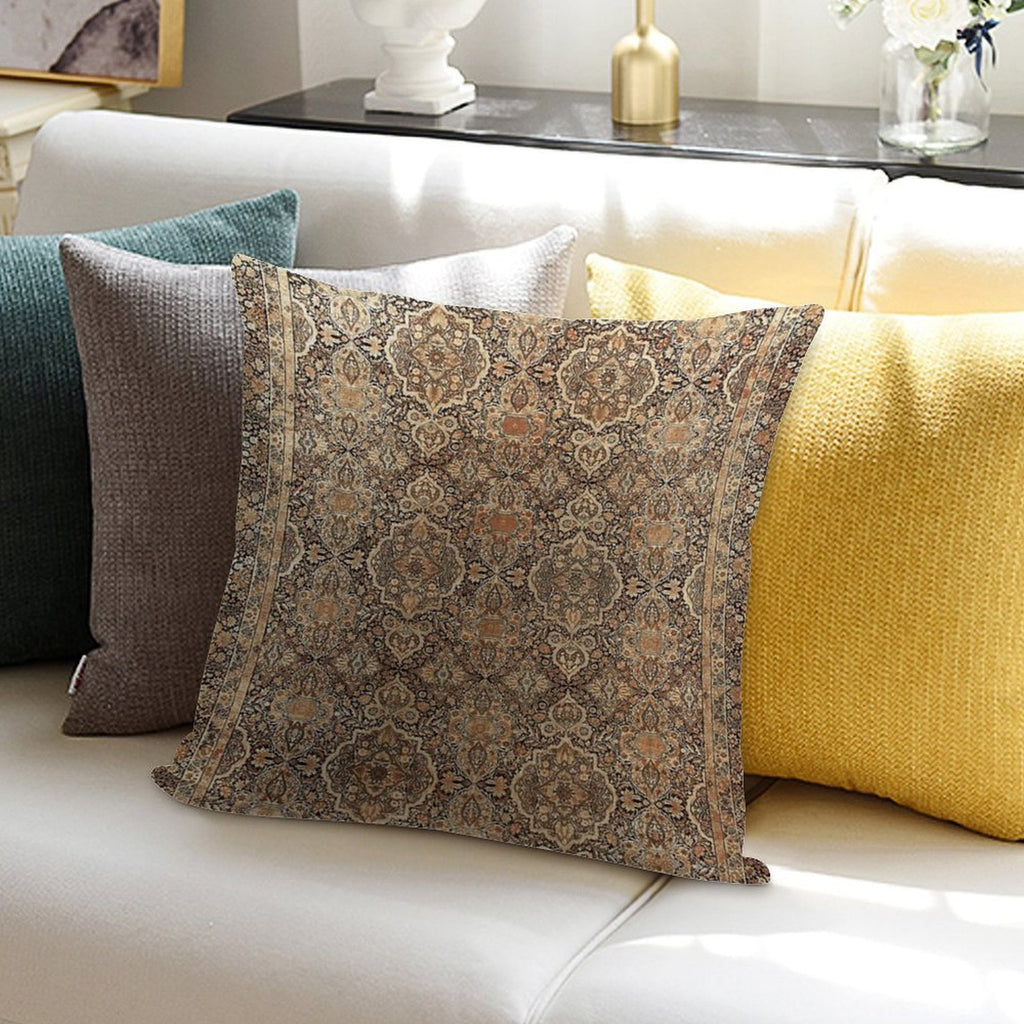 Antique Persian Kirman Rug Print Soft Durable Construction Throw Pillow