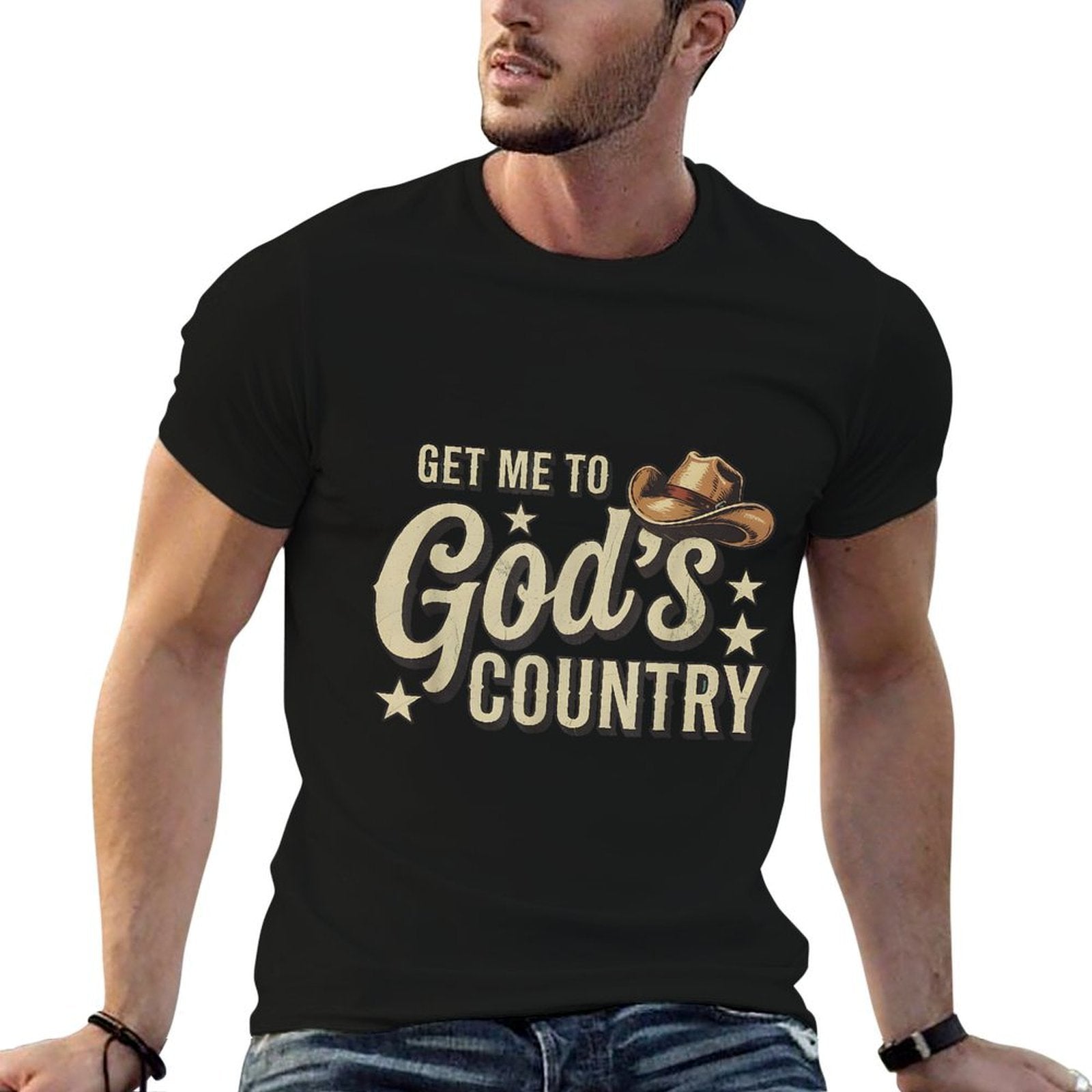 Vintage Get Me To God’s Country Funny Country Hat Funny Meme  Moisture-wicking T-Shirt