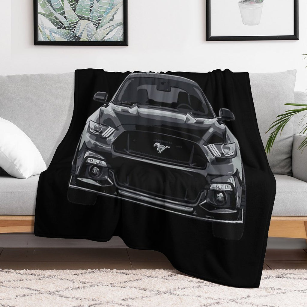 Mustang GT 5.0L V8 Performance Car Shadow Black Versatility Throw Blanket