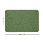 Autumn Mushrooms Green Monochrome  Repositionable Bath Mat