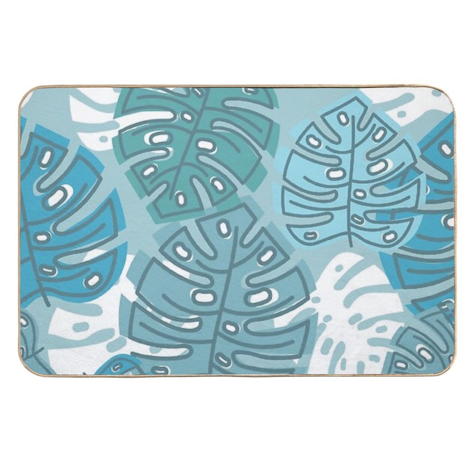 Blue Monstera Foliage  Pet-Safe Bath Mat