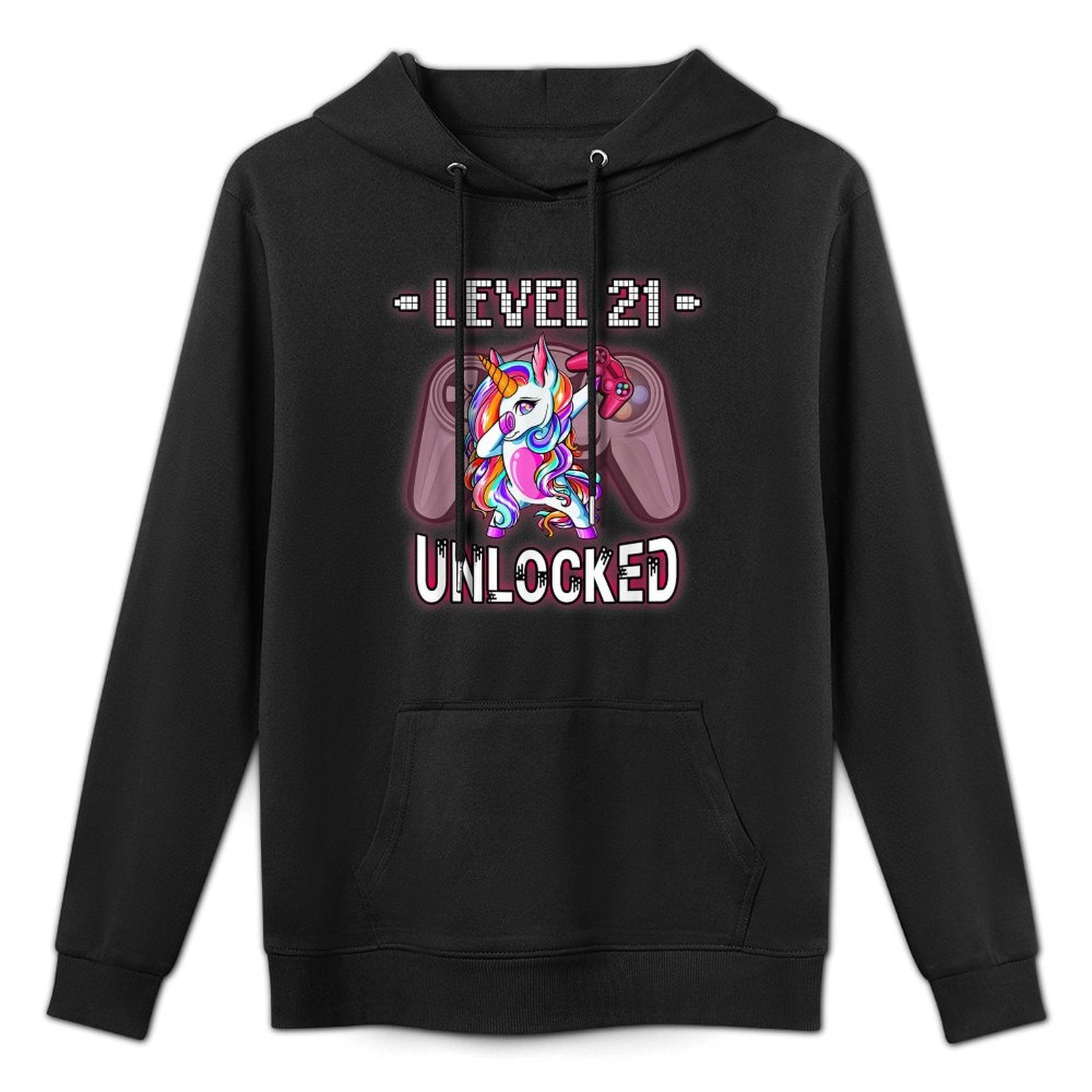 Level 21 Unlocked Funny Dabbing Unicorn Gamer 21st Birthday All-Day Comfort Hoodie