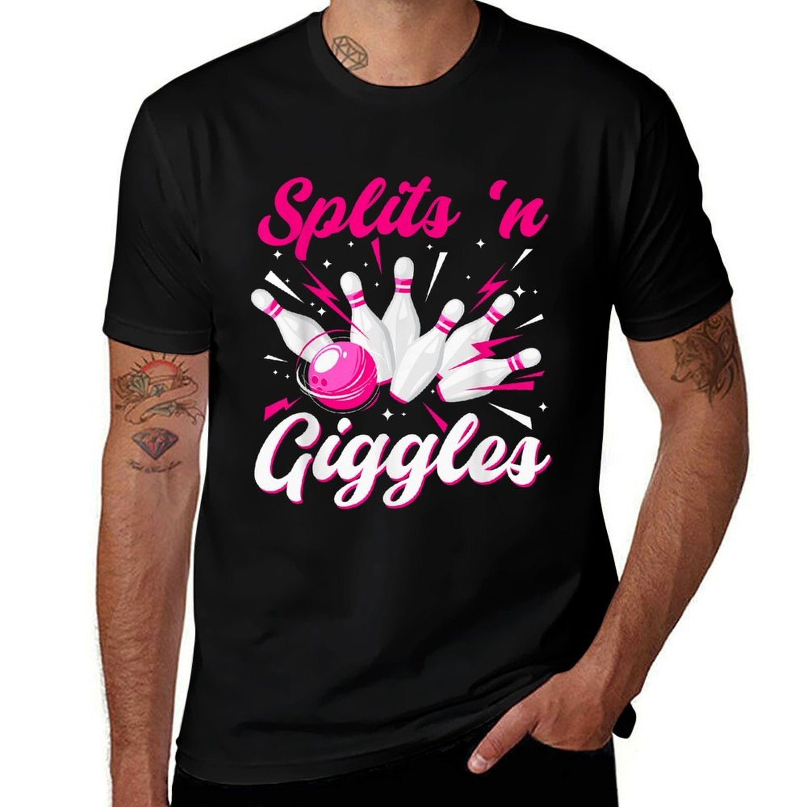Funny Splits N Giggles Bowling Team Cute Bowler Women Girls  Relaxed-fit T-Shirt
