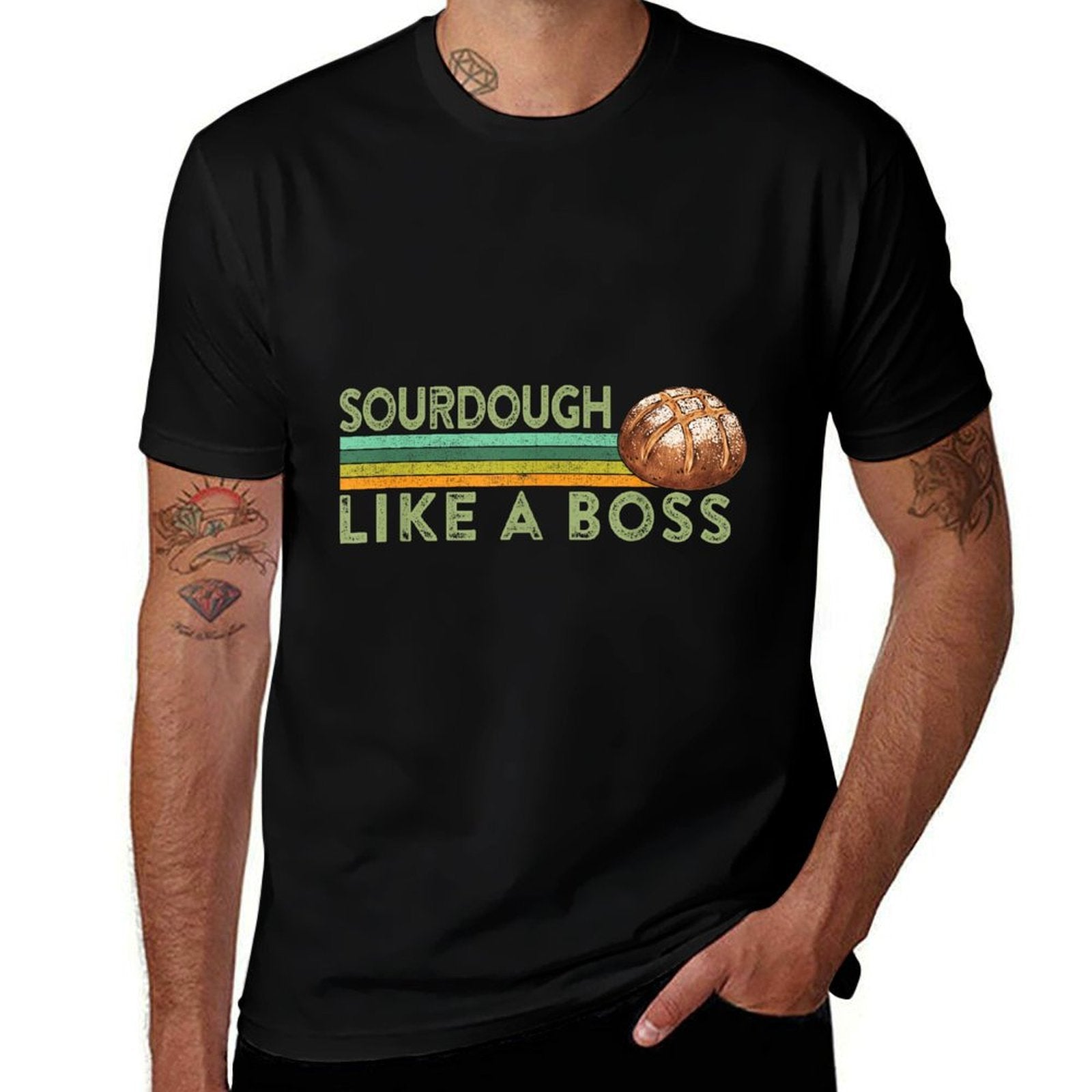 Sourdough Like A Boss Retro Sourdough Bread Baker Quote Meme  Eco-friendly Material T-Shirt