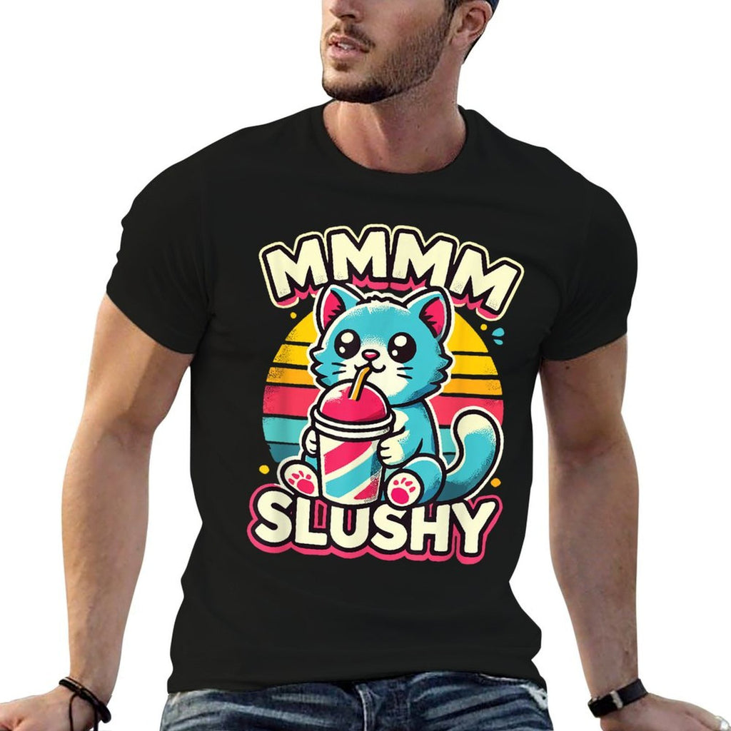 Funny Slushy Cat  Cute Cat Drinking Slushy  Durable T-Shirt