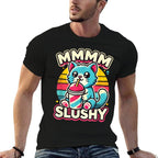 Funny Slushy Cat  Cute Cat Drinking Slushy  Durable T-Shirt