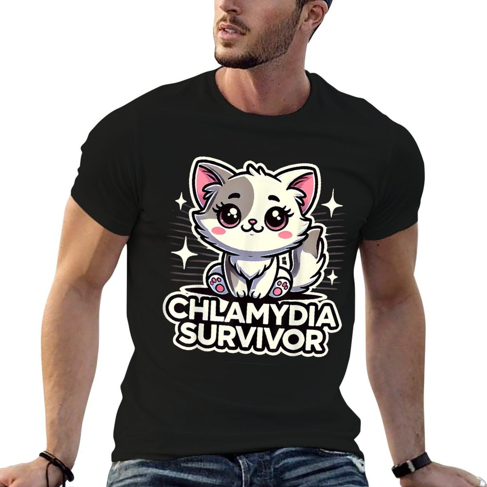 Funny Inappropriate Chlamydia Survivor Embarrassing Adult  Oversized Silhouette T-Shirt