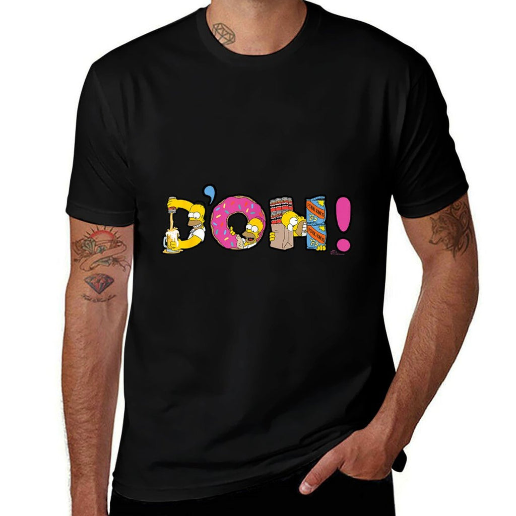 The Simpsons Homer Simpson Beer And Donuts Letters D’OH!  Wrinkle-resistant T-Shirt