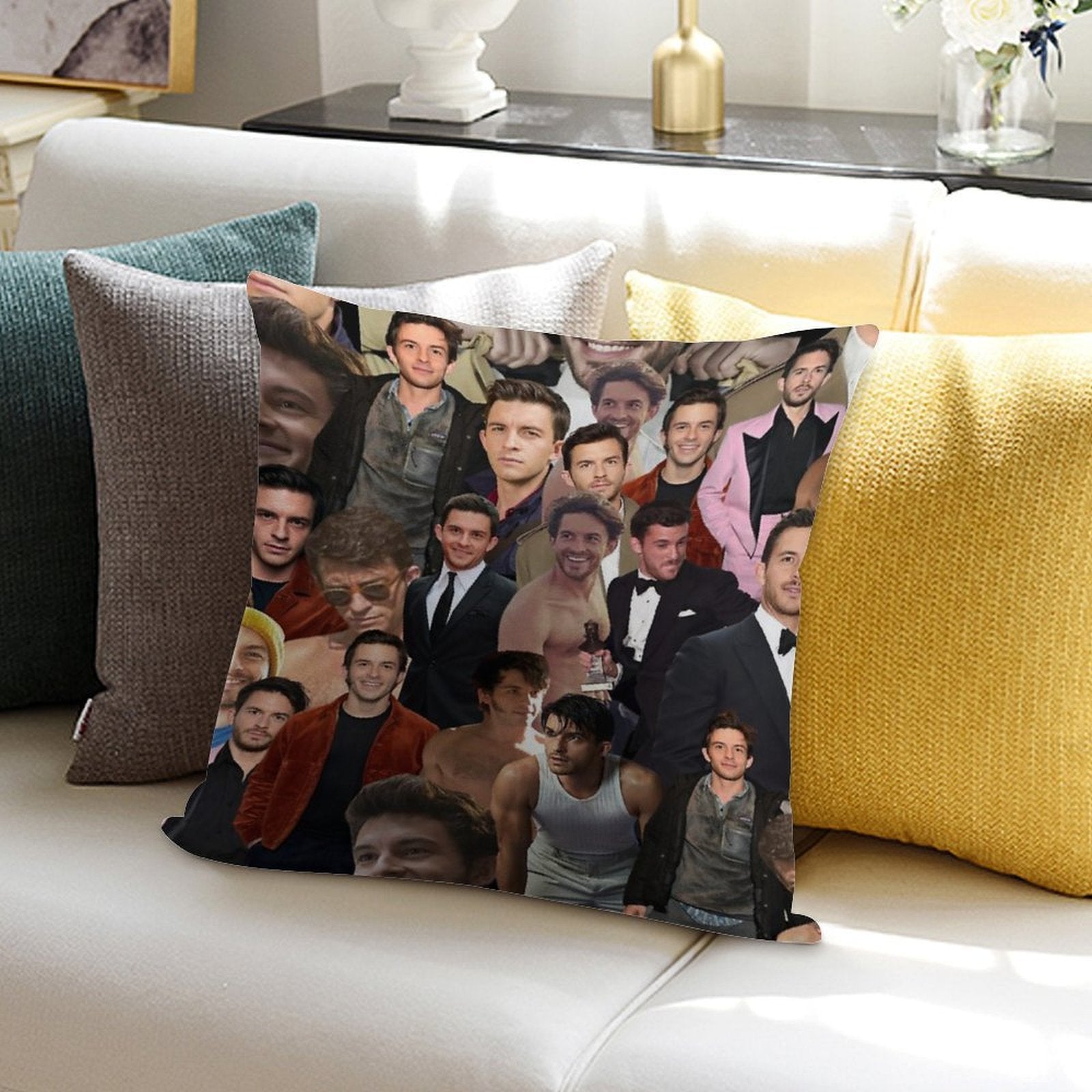 Jonathan Bailey Collage Soft Home Decor Throw Pillow