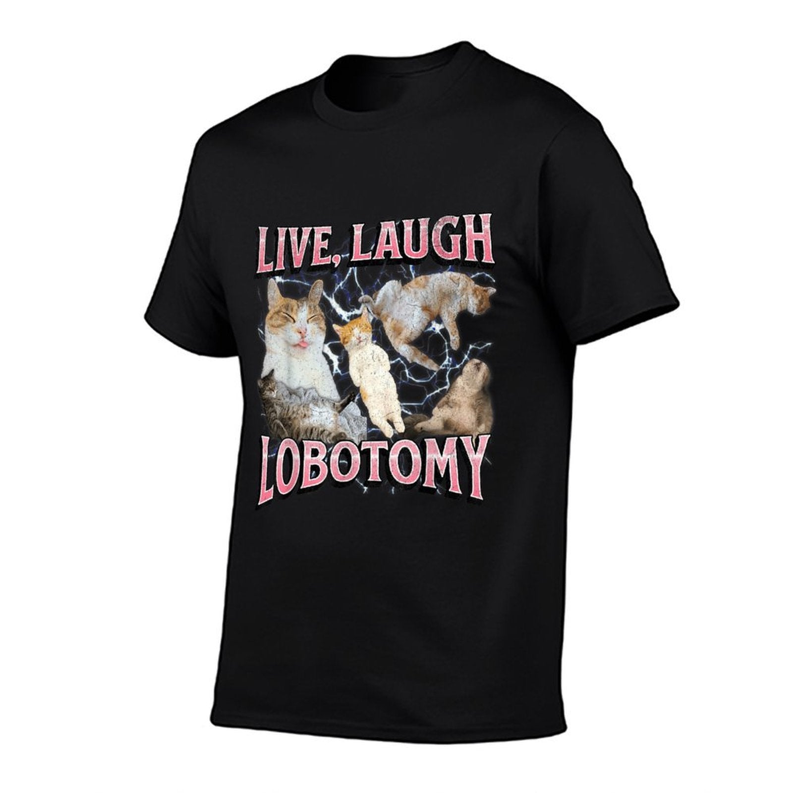 Live Laugh Lobotomy Funny Offensive Cat Meme Bootleg Graphic  Breathable T-Shirt